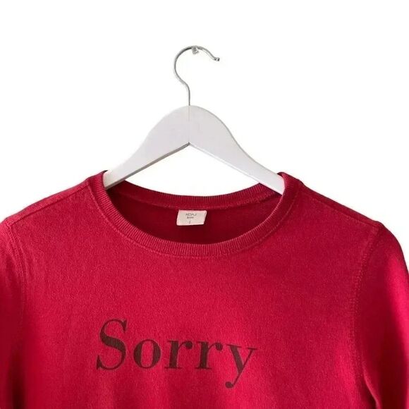 KOAJ Red Long Sleeves Crewneck “Sorry” Cotton Sweatshirt Sz S - Picture 2 of 9